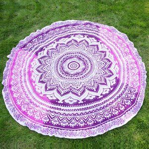 Round Beach Towel Blanket Picnic Yoga Mat Cloth
